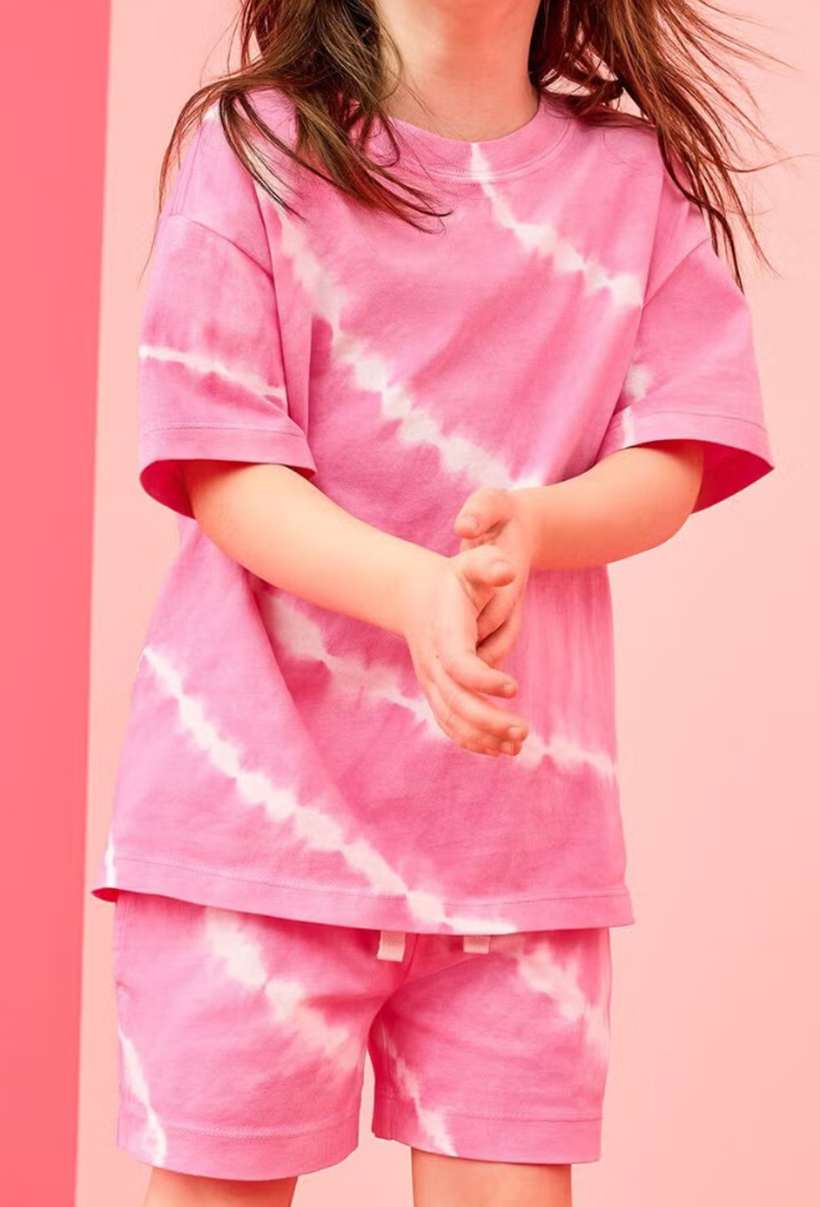 New Hanna Andersson Pink Tie Dye T-Shirt & Shorts Set Girls Size 4T